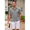 imageCOOFANDY Mens Cuban Guayabera Shirt Short Sleeve Button Down Shirts Casual Summer Beach ShirtsLight Grey