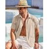 imageCOOFANDY Mens Cuban Guayabera Shirt Short Sleeve Button Down Shirts Casual Summer Beach ShirtsLight Khaki