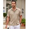 imageCOOFANDY Mens Cuban Guayabera Shirt Short Sleeve Button Down Shirts Casual Summer Beach ShirtsLight Khaki
