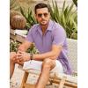 imageCOOFANDY Mens Cuban Guayabera Shirt Short Sleeve Button Down Shirts Casual Summer Beach ShirtsLight Purple