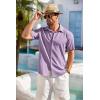 imageCOOFANDY Mens Cuban Guayabera Shirt Short Sleeve Button Down Shirts Casual Summer Beach ShirtsLight Purple