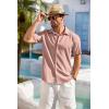 imageCOOFANDY Mens Cuban Guayabera Shirt Short Sleeve Button Down Shirts Casual Summer Beach ShirtsMisty Rose