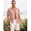 imageCOOFANDY Mens Cuban Guayabera Shirt Short Sleeve Button Down Shirts Casual Summer Beach ShirtsMisty Rose
