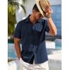 imageCOOFANDY Mens Cuban Guayabera Shirt Short Sleeve Button Down Shirts Casual Summer Beach ShirtsNavy Blue