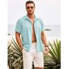 imageCOOFANDY Mens Cuban Guayabera Shirt Short Sleeve Button Down Shirts Casual Summer Beach ShirtsSky Blue