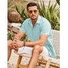 imageCOOFANDY Mens Cuban Guayabera Shirt Short Sleeve Button Down Shirts Casual Summer Beach ShirtsSky Blue