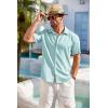 imageCOOFANDY Mens Cuban Guayabera Shirt Short Sleeve Button Down Shirts Casual Summer Beach ShirtsSky Blue