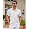 imageCOOFANDY Mens Cuban Guayabera Shirt Short Sleeve Button Down Shirts Casual Summer Beach ShirtsWhite