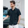 imageCOOFANDY Mens Cuban Guayabera Shirt Short Sleeve Button Down Shirts Summer Beach Vacation ShirtsBlack