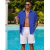 imageCOOFANDY Mens Cuban Guayabera Shirt Short Sleeve Button Down Shirts Summer Beach Vacation ShirtsBright Royal
