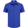 imageCOOFANDY Mens Cuban Guayabera Shirt Short Sleeve Button Down Shirts Summer Beach Vacation ShirtsBright Royal