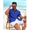 imageCOOFANDY Mens Cuban Guayabera Shirt Short Sleeve Button Down Shirts Summer Beach Vacation ShirtsBright Royal
