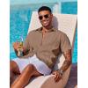 imageCOOFANDY Mens Cuban Guayabera Shirt Short Sleeve Button Down Shirts Summer Beach Vacation ShirtsCaramel