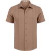 imageCOOFANDY Mens Cuban Guayabera Shirt Short Sleeve Button Down Shirts Summer Beach Vacation ShirtsCaramel