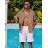 imageCOOFANDY Mens Cuban Guayabera Shirt Short Sleeve Button Down Shirts Summer Beach Vacation ShirtsCaramel