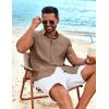 imageCOOFANDY Mens Cuban Guayabera Shirt Short Sleeve Button Down Shirts Summer Beach Vacation ShirtsCaramel