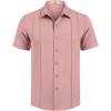 imageCOOFANDY Mens Cuban Guayabera Shirt Short Sleeve Button Down Shirts Summer Beach Vacation ShirtsDusty Pink