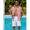 imageCOOFANDY Mens Cuban Guayabera Shirt Short Sleeve Button Down Shirts Summer Beach Vacation ShirtsDusty Pink