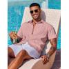 imageCOOFANDY Mens Cuban Guayabera Shirt Short Sleeve Button Down Shirts Summer Beach Vacation ShirtsDusty Pink