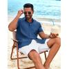 imageCOOFANDY Mens Cuban Guayabera Shirt Short Sleeve Button Down Shirts Summer Beach Vacation ShirtsRoyal Blue