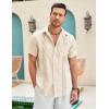 imageCOOFANDY Mens Cuban Guayabera Shirt Short Sleeve Linen Button Down Shirts Casual Summer Beach TopsBeige