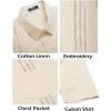 imageCOOFANDY Mens Cuban Guayabera Shirt Short Sleeve Linen Button Down Shirts Casual Summer Beach TopsBeige