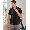 imageCOOFANDY Mens Cuban Guayabera Shirt Short Sleeve Linen Button Down Shirts Casual Summer Beach TopsBlack