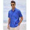 imageCOOFANDY Mens Cuban Guayabera Shirt Short Sleeve Linen Button Down Shirts Casual Summer Beach TopsRoyal Blue