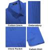 imageCOOFANDY Mens Cuban Guayabera Shirt Short Sleeve Linen Button Down Shirts Casual Summer Beach TopsRoyal Blue