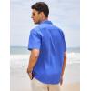 imageCOOFANDY Mens Cuban Guayabera Shirt Short Sleeve Linen Button Down Shirts Casual Summer Beach TopsRoyal Blue