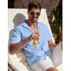 imageCOOFANDY Mens Cuban Guayabera Shirt Summer Beach Vacation Shirt Casual Short Sleeve Button Down Resort WearAngel Falls