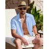 imageCOOFANDY Mens Cuban Guayabera Shirt Summer Beach Vacation Shirt Casual Short Sleeve Button Down Resort WearAngel Falls
