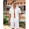 imageCOOFANDY Mens Cuban Guayabera Shirt Summer Beach Vacation Shirt Casual Short Sleeve Button Down Resort WearAwhite