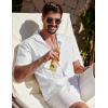imageCOOFANDY Mens Cuban Guayabera Shirt Summer Beach Vacation Shirt Casual Short Sleeve Button Down Resort WearAwhite