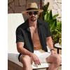 imageCOOFANDY Mens Cuban Guayabera Shirt Summer Beach Vacation Shirt Casual Short Sleeve Button Down Resort WearBlack