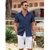 imageCOOFANDY Mens Cuban Guayabera Shirt Summer Beach Vacation Shirt Casual Short Sleeve Button Down Resort WearBlack Iris