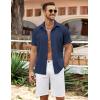 imageCOOFANDY Mens Cuban Guayabera Shirt Summer Beach Vacation Shirt Casual Short Sleeve Button Down Resort WearBlack Iris
