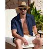 imageCOOFANDY Mens Cuban Guayabera Shirt Summer Beach Vacation Shirt Casual Short Sleeve Button Down Resort WearBlack Iris