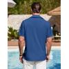 imageCOOFANDY Mens Cuban Guayabera Shirt Summer Beach Vacation Shirt Casual Short Sleeve Button Down Resort WearDark Blue