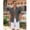 imageCOOFANDY Mens Cuban Guayabera Shirt Summer Beach Vacation Shirt Casual Short Sleeve Button Down Resort WearGranite Gray