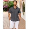 imageCOOFANDY Mens Cuban Guayabera Shirt Summer Beach Vacation Shirt Casual Short Sleeve Button Down Resort WearGranite Gray