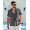 imageCOOFANDY Mens Cuban Guayabera Shirt Summer Beach Vacation Shirt Casual Short Sleeve Button Down Resort WearGranite Gray