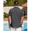 imageCOOFANDY Mens Cuban Guayabera Shirt Summer Beach Vacation Shirt Casual Short Sleeve Button Down Resort WearGranite Gray