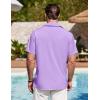 imageCOOFANDY Mens Cuban Guayabera Shirt Summer Beach Vacation Shirt Casual Short Sleeve Button Down Resort WearPurple Rose
