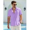 imageCOOFANDY Mens Cuban Guayabera Shirt Summer Beach Vacation Shirt Casual Short Sleeve Button Down Resort WearPurple Rose