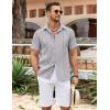 imageCOOFANDY Mens Cuban Guayabera Shirt Summer Beach Vacation Shirt Casual Short Sleeve Button Down Resort WearQuiet Gray