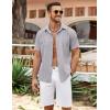 imageCOOFANDY Mens Cuban Guayabera Shirt Summer Beach Vacation Shirt Casual Short Sleeve Button Down Resort WearQuiet Gray