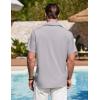 imageCOOFANDY Mens Cuban Guayabera Shirt Summer Beach Vacation Shirt Casual Short Sleeve Button Down Resort WearQuiet Gray