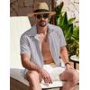 imageCOOFANDY Mens Cuban Guayabera Shirt Summer Beach Vacation Shirt Casual Short Sleeve Button Down Resort WearQuiet Gray