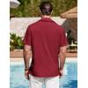 imageCOOFANDY Mens Cuban Guayabera Shirt Summer Beach Vacation Shirt Casual Short Sleeve Button Down Resort WearRed Dahlia